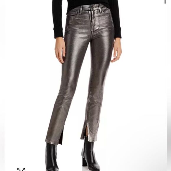Jonathan Simkhai Rae High Rise Jeans in Coated Metallic NWT - Picture 1 of 9